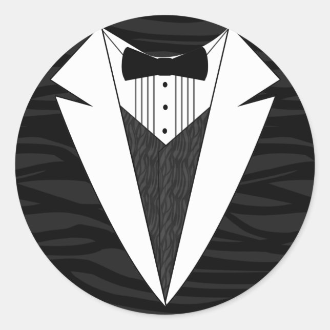 Pegatina Redonda Tuxedo negro/blanco (Anverso)