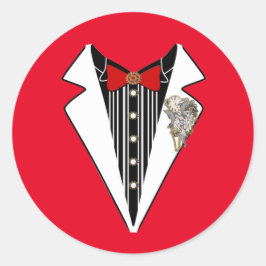 Pegatina Redonda Tuxedo-Steampunk Boda