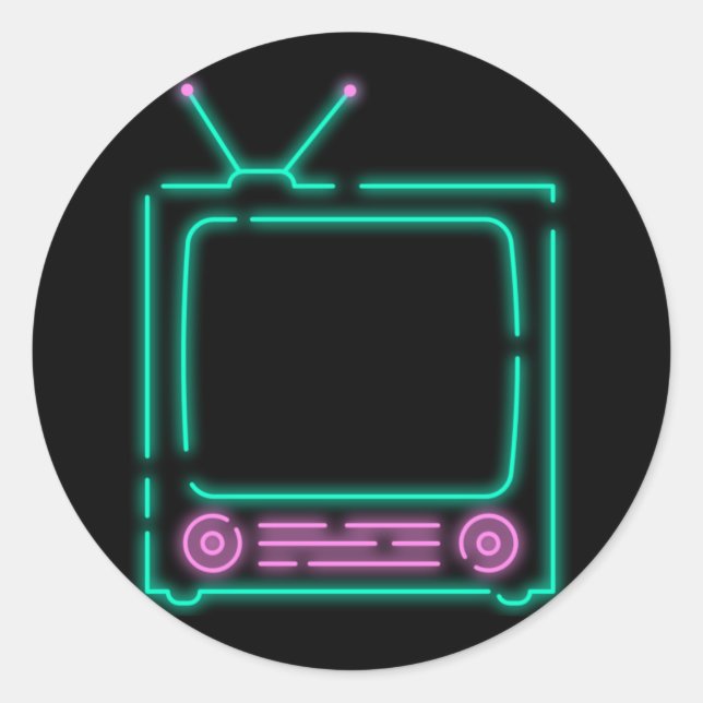 Pegatina Redonda TV Neon (Anverso)