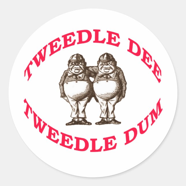 Pegatina Redonda Tweedle Dee & Tweedle Dum (Anverso)