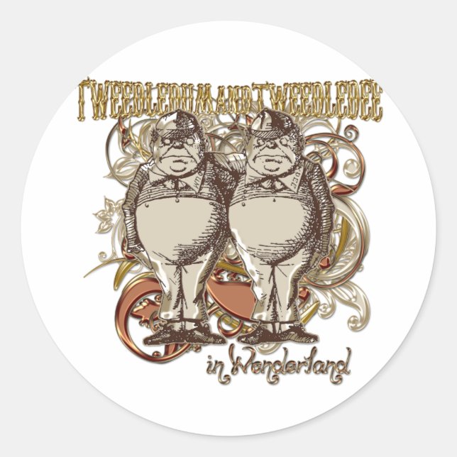 Pegatina Redonda Tweedledum & Tweedledee Carnivale Style Gold Ver. (Anverso)