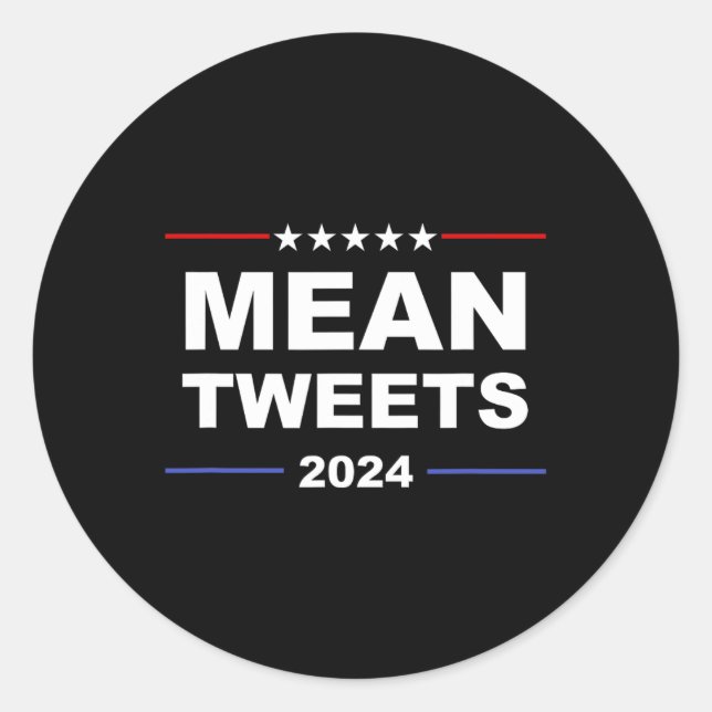 Pegatina Redonda Tweets y amplificador medios; Fa de Trump 2024 sob (Anverso)