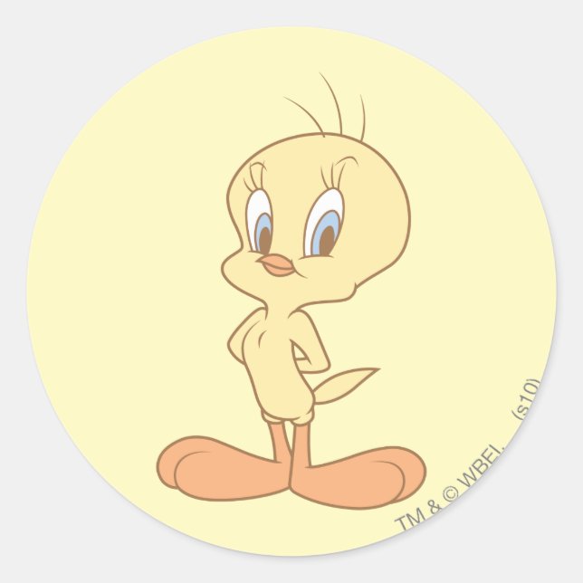 Pegatina Redonda TWEETY™ de pie derecho (Anverso)