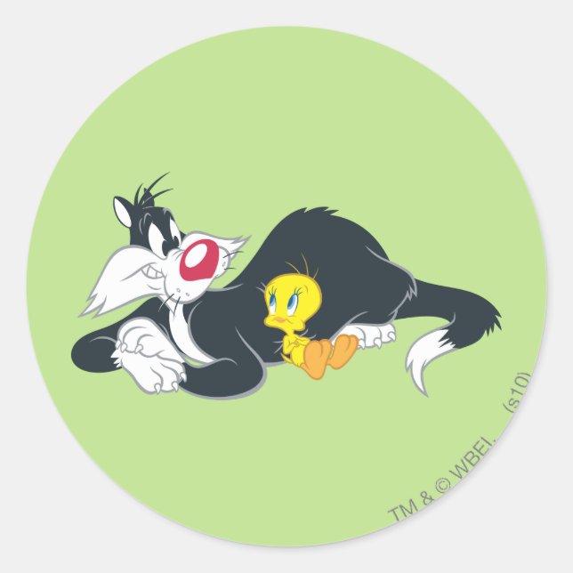 Pegatina Redonda TWEETY™ en pose de acción 14 (Anverso)