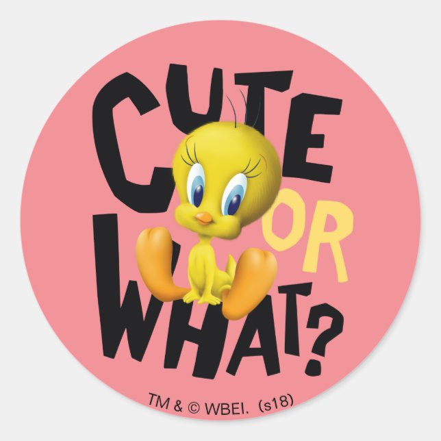 Pegatina Redonda TWEETY™- ¿Es o no es adorable? (Anverso)