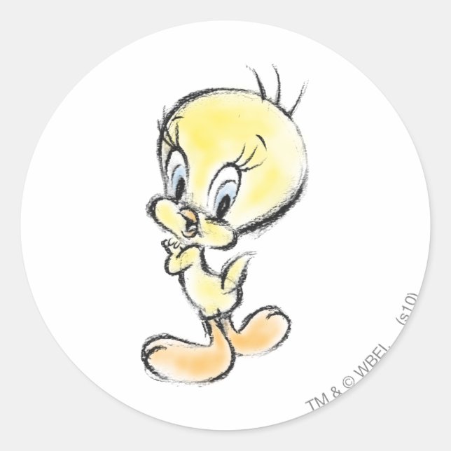 Pegatina Redonda TWEETY™ - Hecho a mano (Anverso)