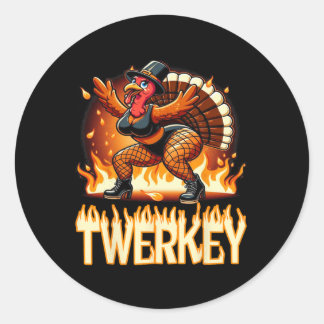 Pegatina Redonda Twerkey Squad twerteando divertido bailando Turquí