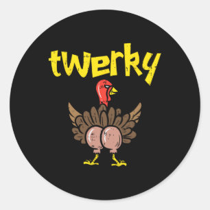 Pegatina Redonda Twerky Turkey Butt Fun Thankding Twerk Dance Pu