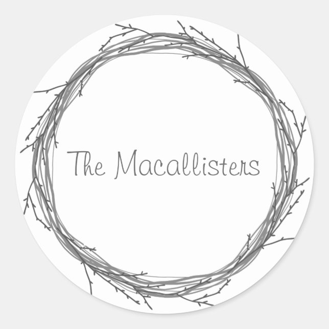 Pegatina Redonda Twigs & Vines (Anverso)