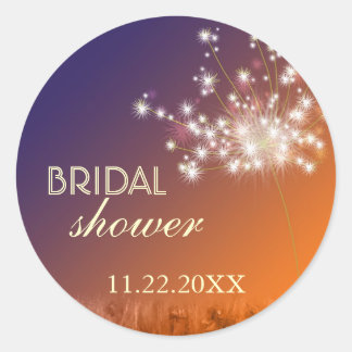 Pegatina Redonda Twilight Garden Dandelion Bridal Shower