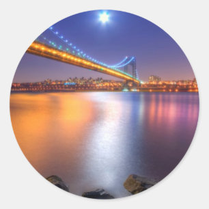 Pegatina Redonda Twilight, George Washington BridgePalisades, NJ.