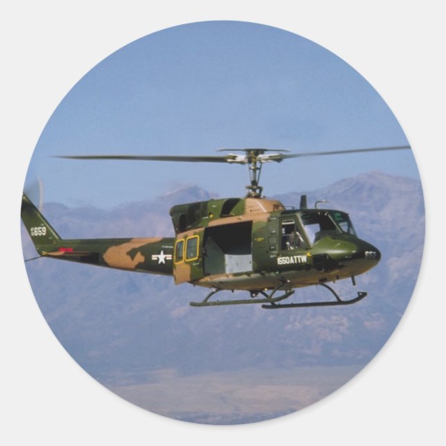 Pegatina Redonda Twin Huey UH-1N (Anverso)