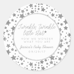 Pegatina Redonda Twink, Twinkle Little Star Baby Shower Favor