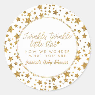 Pegatina Redonda Twink, Twinkle Little Star Baby Shower Favor