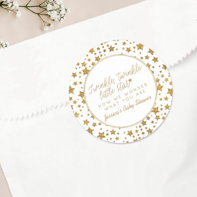 Pegatina Redonda Twink, Twinkle Little Star Baby Shower Favor (Subido por el creador)