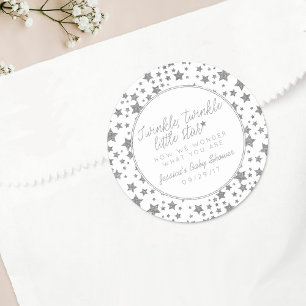 Pegatina Redonda Twink, Twinkle Little Star Baby Shower Favor