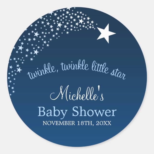 Pegatina Redonda Twinkle Little Shooting Star Baby Shower (Anverso)