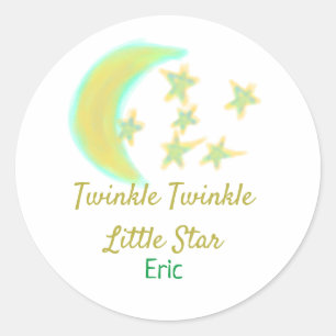 Pegatina Redonda Twinkle Little Star añada nombre