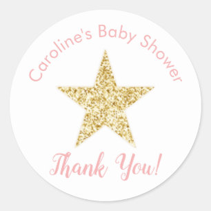 Pegatina Redonda Twinkle Little Star Baby Shower Gracias