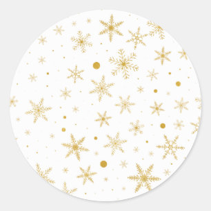Pegatina Redonda Twinkle Snowflake 3 -Oro y blanco-