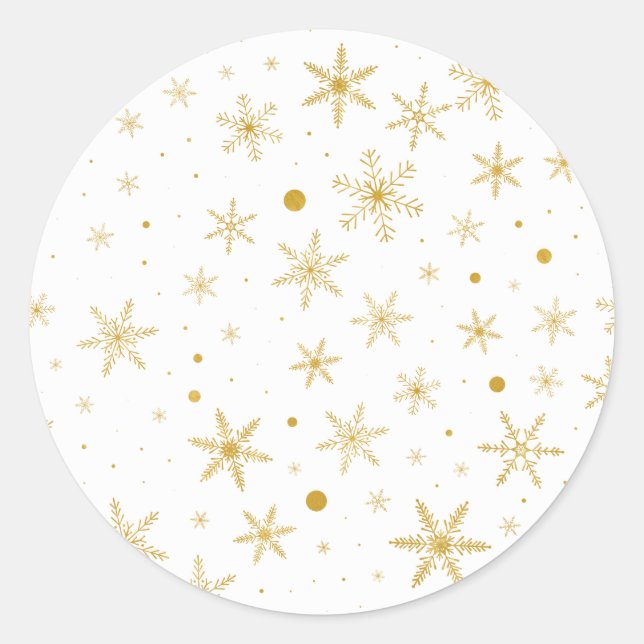 Pegatina Redonda Twinkle Snowflake 3 -Oro y blanco- (Anverso)