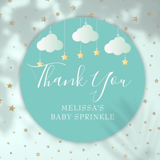 Pegatina Redonda Twinkle Sprinkle Little Star Baby Shower Gracias (Twinkle Sprinkle Little Star Baby Shower Thank You Classic Round Sticker)