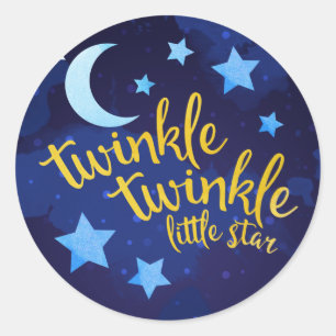 Pegatina Redonda Twinkle Twinkle Género Baby Shower neutral