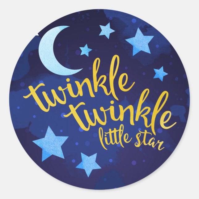 Pegatina Redonda Twinkle Twinkle Género Baby Shower neutral (Anverso)