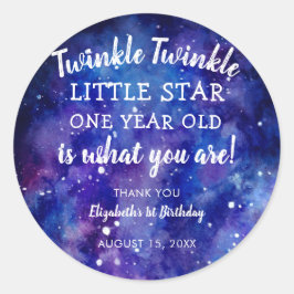 Pegatina Redonda Twinkle Twinkle Little Star 1er cumpleaños Gracias