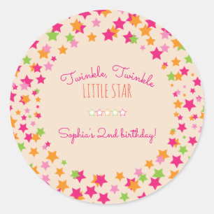 Pegatina Redonda Twinkle Twinkle Little Star 2º cumpleaños