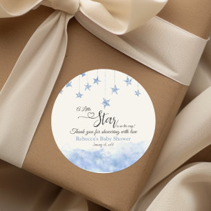 Pegatina Redonda Twinkle Twinkle Little Star Baby Shower Niño Azul