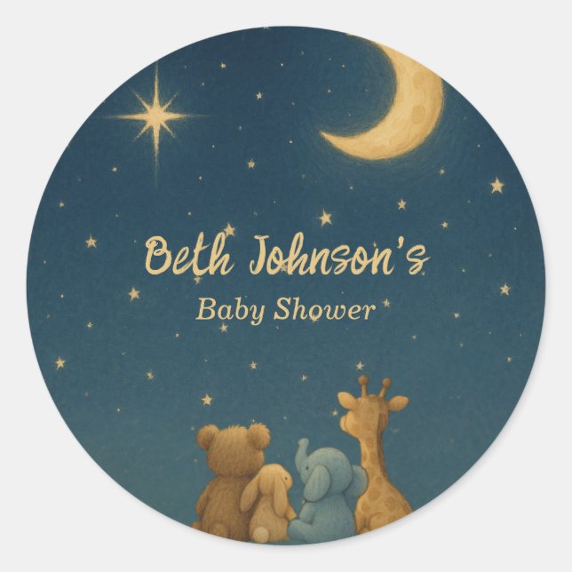 Pegatina Redonda Twinkle Twinkle Little Star Baby Shower se traduce (Anverso)