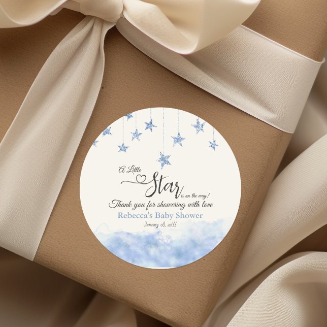Pegatina Redonda Twinkle Twinkle Little Star Blue Boy Baby Shower (Subido por el creador)