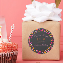 Pegatina Redonda Twinkle Twinkle Little Star Chalkboard Cumpleaños