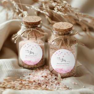 Pegatina Redonda Twinkle Twinkle Little Star Chica Rosa Baby Shower