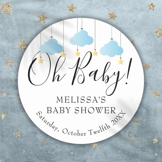 Pegatina Redonda Twinkle Twinkle Little Star Oh Baby Baby Shower (Twinkle twinkle little star Oh Baby baby shower Classic Round Sticker)