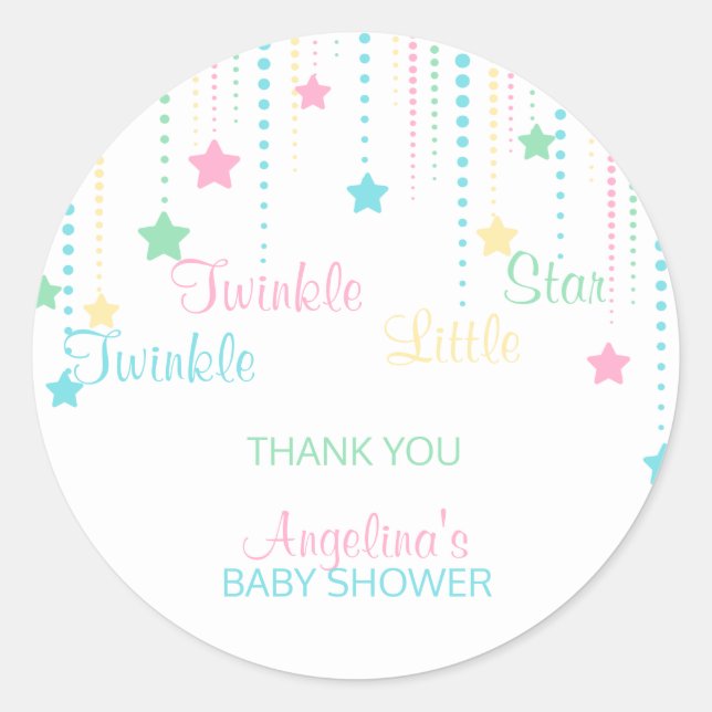 Pegatina Redonda Twinkle Twinkle Little Star - Personalizado Baby S (Anverso)