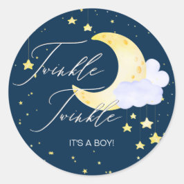 Pegatina Redonda Twinkle Twinkle Little Star Pink Boy Baby Shower