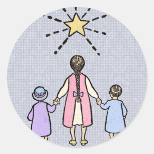 Pegatina Redonda Twinkle Twinkle Little Star Vintage Nursery Rhyme