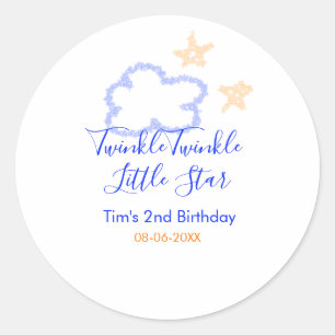 Pegatina Redonda Twinkle twinkle naranja púrpura de cumpleaños de l