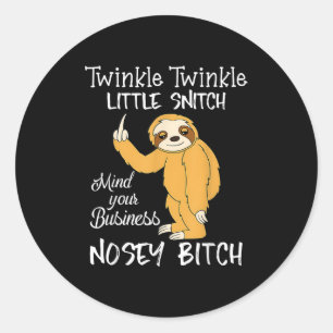Pegatina Redonda Twinkle Twinkle Pequeña Niña Cuidado Con Tu Negoci