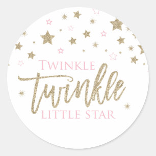 Pegatina Redonda Twinkle Twinkle purpurina de oro rosa de la Estrel