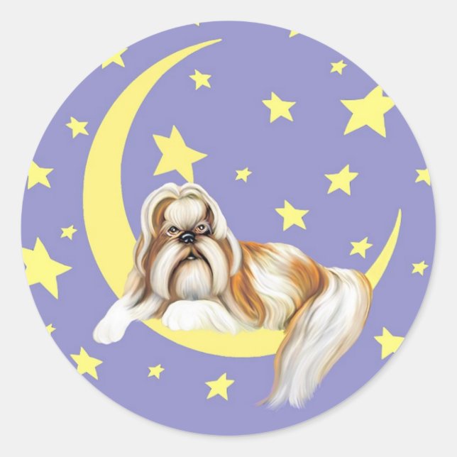 Pegatina Redonda Twinkle Twinkle Shih Tzu (Anverso)