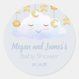 Pegatina Redonda Twinkle Twinkle Stars Sprinkle Cloud Baby Shower