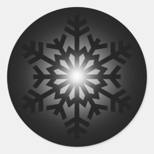 Pegatina Redonda Twinkling Black Snowflake