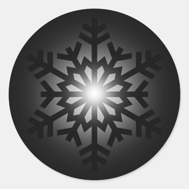 Pegatina Redonda Twinkling Black Snowflake (Anverso)