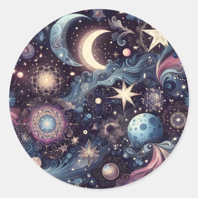 Pegatina Redonda Twinkling Stardust (Anverso)