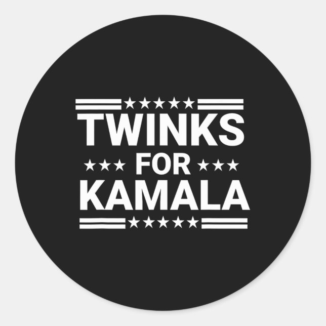 Pegatina Redonda Twinks para Kamala Harris 1 (Anverso)