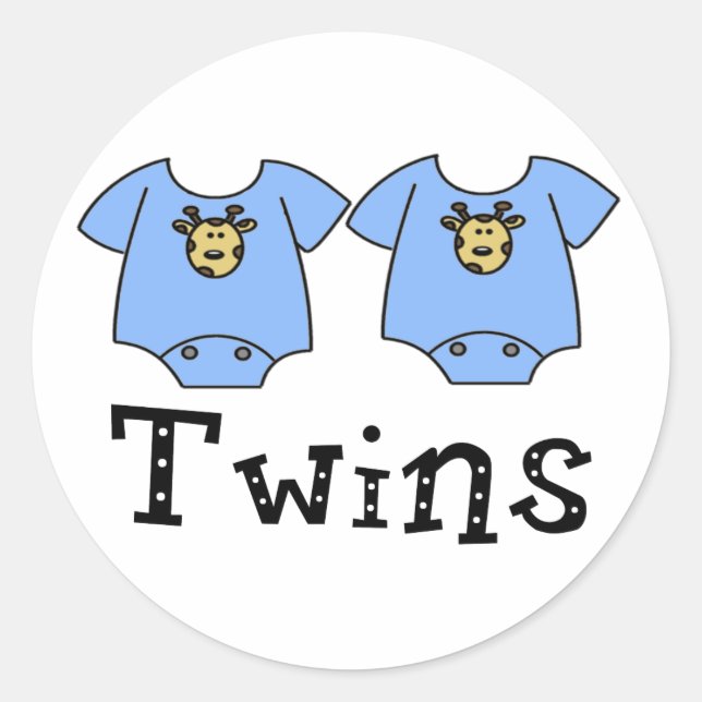 Pegatina Redonda Twins Cute Bodysuit 2 niños (Anverso)