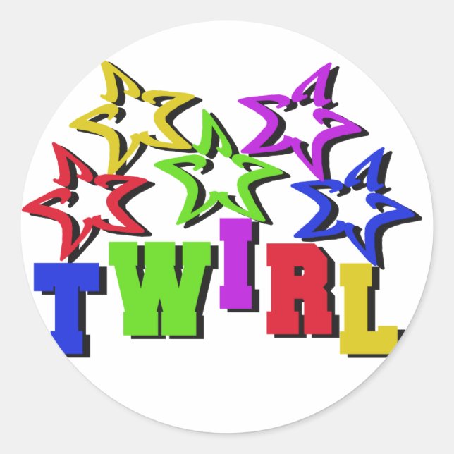 Pegatina Redonda Twirl Stars (Anverso)